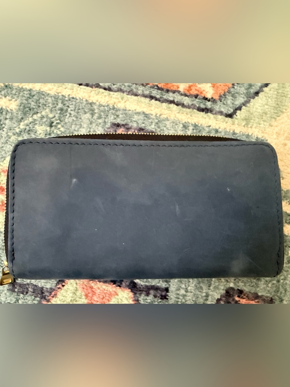 Portland Leather Goods Navy Zip-Around Leather Wallet - Picture 2 of 4